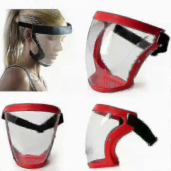 Anti-imma Full Face Shield Super Protective Head Cover Transparent Safety Mask Red