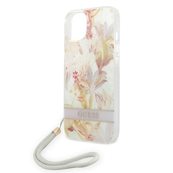 [RM]GUESS iPhone 14 Plus Deksel Flower Strap - Lilla Lila 90