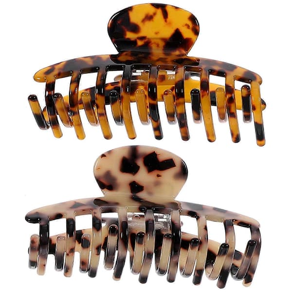 2 st Leopard Jaw Clips Kvinnor Stora Hårklämmor Snygga Hårklämmor