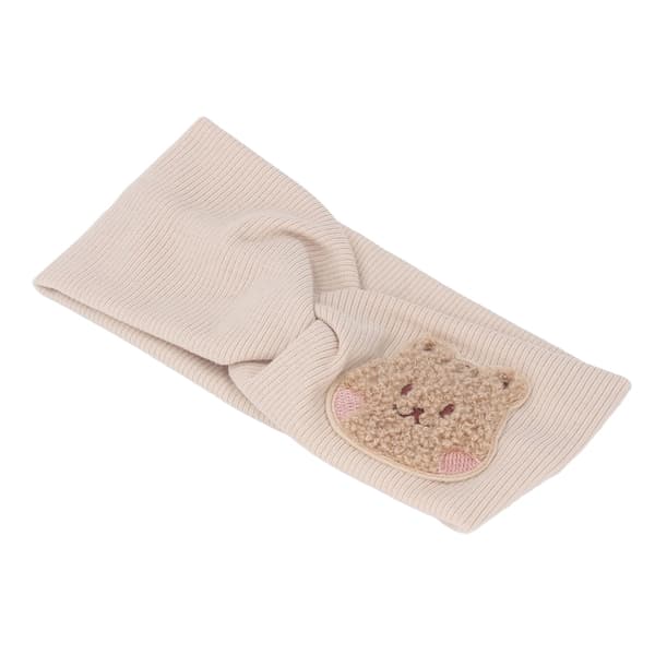 Babyhodebånd Myk Bomull Super Stretch Tegneseriemønster Hodeplagg for Småbarn Beige