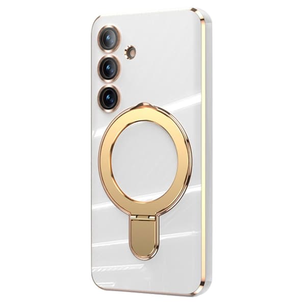 SKALO Samsung S25 Gold Ring Case - White[RM] Vit white