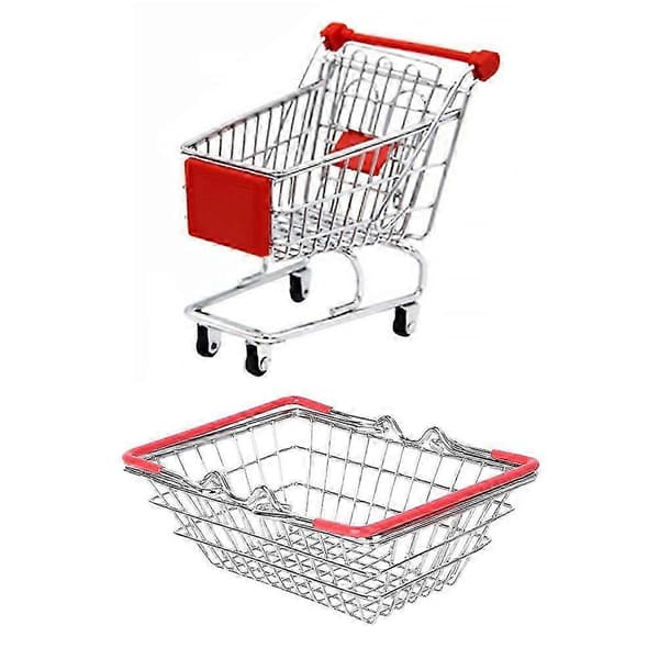 Handlekurv og vogn i rustfritt stål for barn, rollespill, leketøy som oppmuntrer til fantasifull lek og organisering for gutter