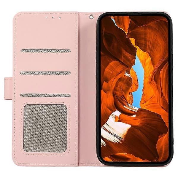 [RM] Kompatibelt etui til iPhone 17 Pro RFID Flip Lædercover Pink