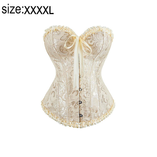 Dam Snörning Benad Overbust Korsett Bustier Underkläder Bodyshaper Topp Prinsesskorsett - Aprikosfärg XXXXL