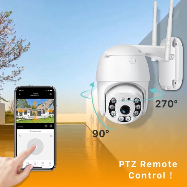 PTZ Wifi IP-kamera 1080P Trådlös utomhusvattentät säkerhetskamera EU-kontakt