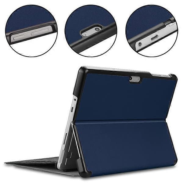 [RM] Kompatibelt etui til Microsoft Surface Go 4, foldbart PU-læderstativ, fuld beskyttelse DarkBlue