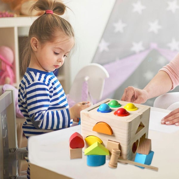 Montessori Push Ball Träleksaker för Bebisar och Förskolebarn