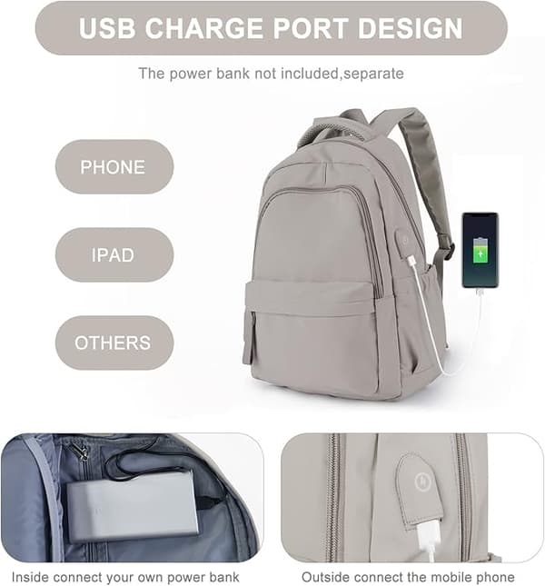 [RM]New Laptop Backpack, Waterproof Laptop Backpack with 20 Inch USB Charging School Bag grey