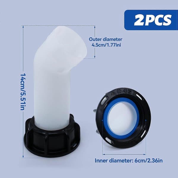 Pakke IBC-udløbsventil, IBC-adapter S60 x 6, groft gevind, IBC-udløbstud, IBC-tanktilbehør, afløbsdæksel