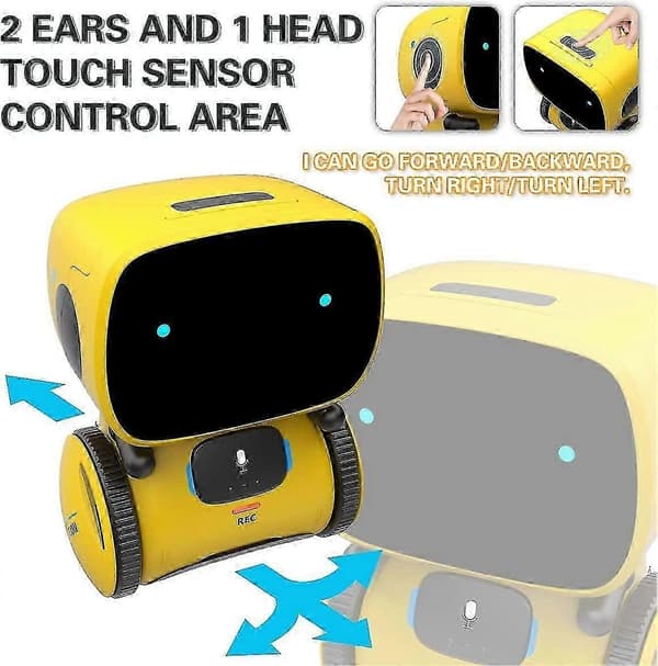 [RM]Intelligent Emo Robot Dans Vokal Kontroll Sensor Syngende Robot Danseøvelse Leketøy For Barn Gutter Jenter Samtale Interaktiv Stemmelek Yellow Portuguese