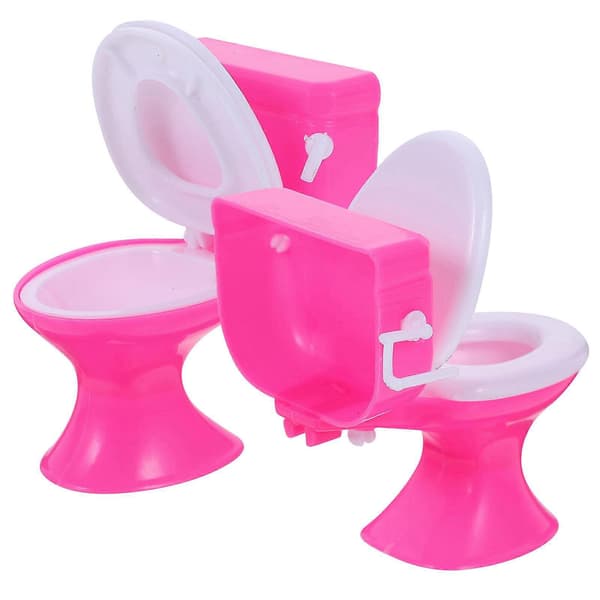 Mini toalettseter leker for barn late som lek 2 stk rosa plastmøbler