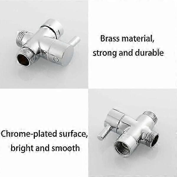 Stykke messing bruseventil med t-adapter g1/2\" brusearm 3-vejs omskifterventil universal 3-vejs messing [MI]
