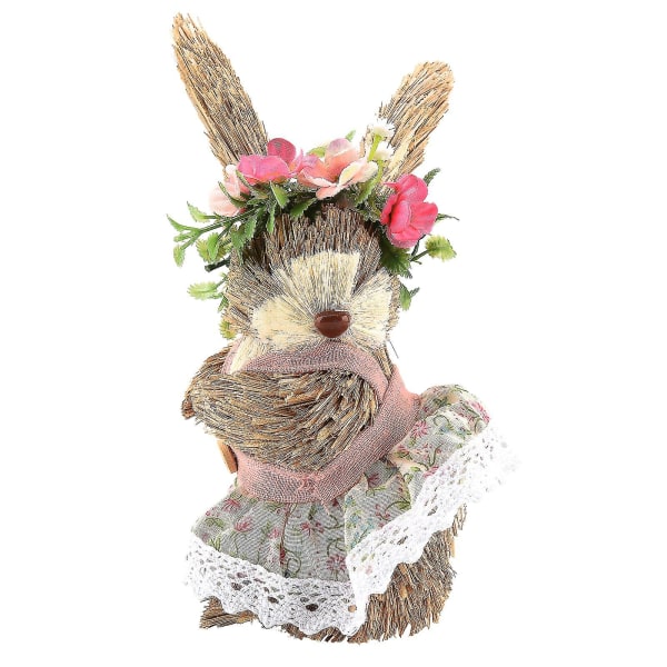 Påsk Mini Halm Kanin dekoration, handgjorda Halm Söt Bunny Ornament Pink