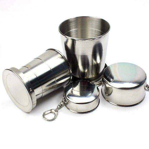 Vikbar mugg i rostfritt stål, portabel för utomhusresor, camping, teleskopisk mugg, hopfällbar drickbehållare för utomhusbruk 75ml/150ml/250ml 75ml