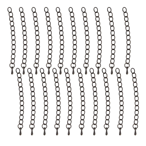 20 Set Legeringshalsband Armband Fotlänk Smyckestillverkning Kedjeförlängare Svart