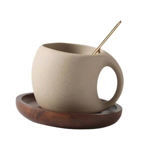 Keramisk kaffekrus 250 ml kaffekop til restaurant, familie, eftermiddagste med underkop