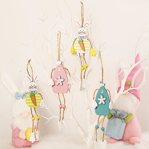 Bunny hänge dekorativt djur mönster trä påsk söt kanin hänge för hemmet D