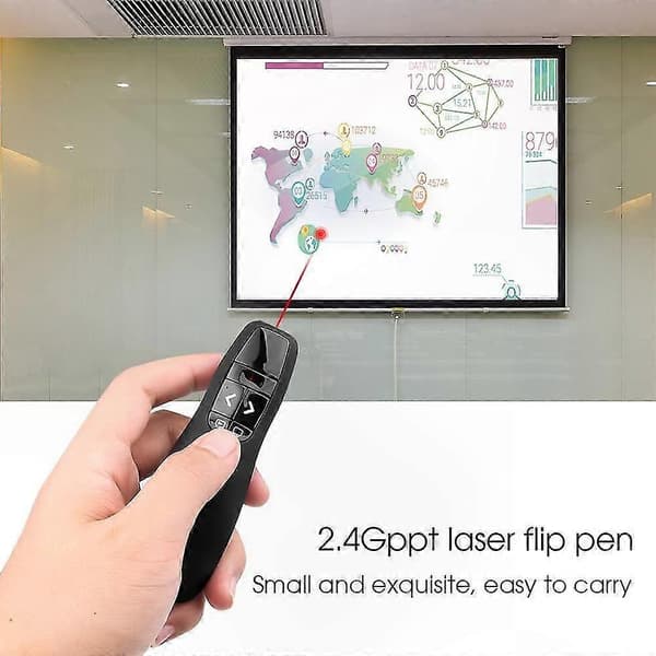 Trådløs USB-præsentationsfjernbetjening med rød laserpointer til PowerPoint-præsentationer og diasshows