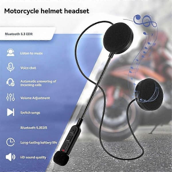 Bluetooth 5.3 Langaton Stereo Kuuloke Moottoripyöräkypäriin Handsfree-puheluilla ja MP3-musiikkisoitintoiminnolla
