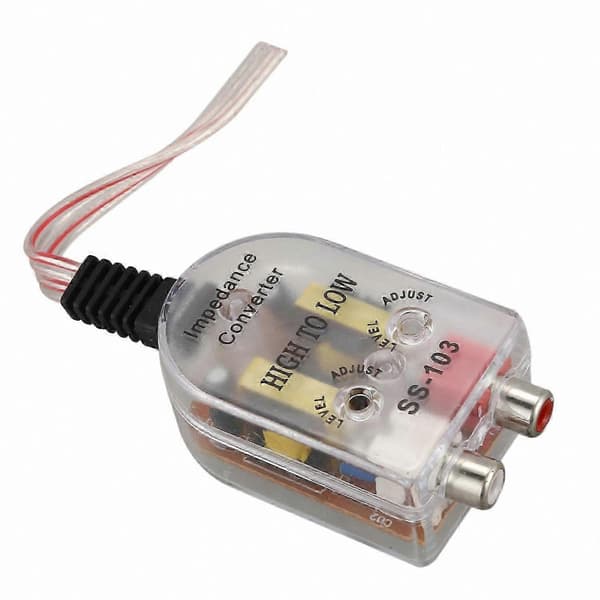 Høj til lav impedans konverteradapter til billydsystemer Højttaler til linjeudgang Clear Silver Tone
