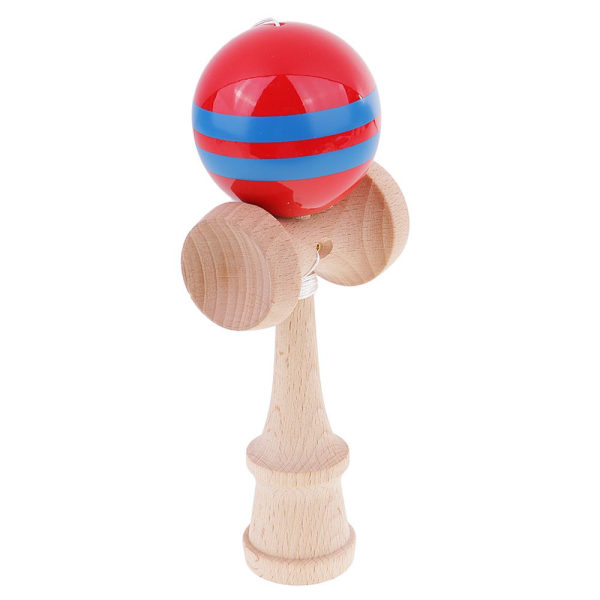 Kendama randig träboll spel leksak trä röd blå