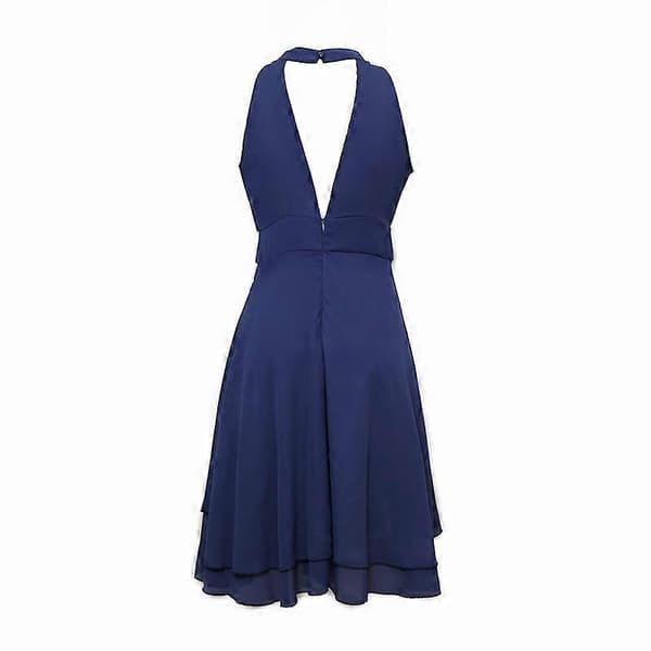 Elegant Halter Ärmlös Croppad Lager Midi Klänning Grön för Kvinnor S