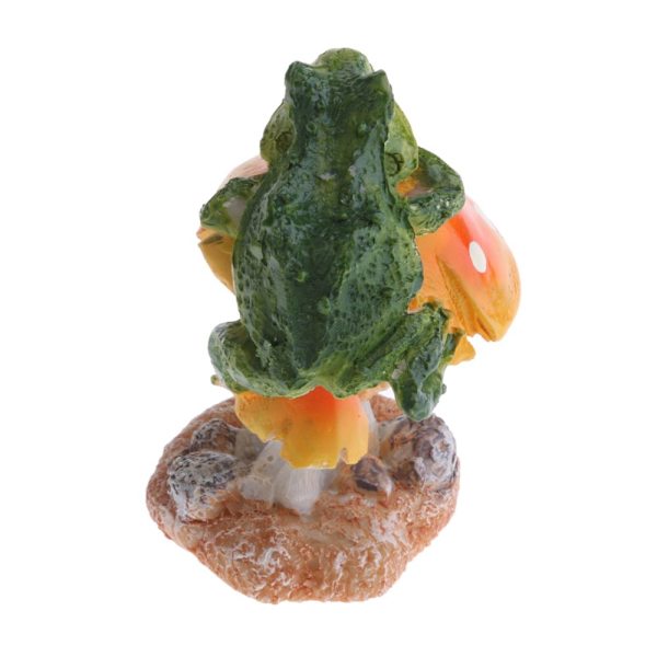 Hartsdekoration i resin, miniatyr, groda, orange svamp