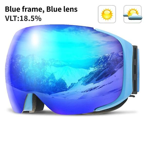 Magnetiska skidglasögon med snabbväxlande lins och fodralset 100% UV400-skydd Anti-imma Snowboardglasögon Red