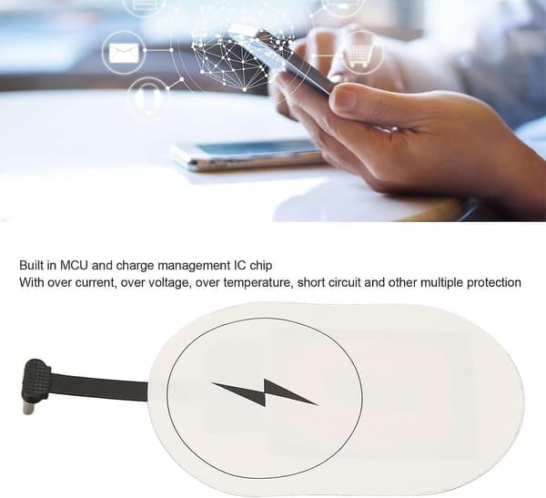 Type C Trådløs Lader Mottaker, USB C Trådløs Lader Mottaker, Ultratynn Universell Trådløs Ch