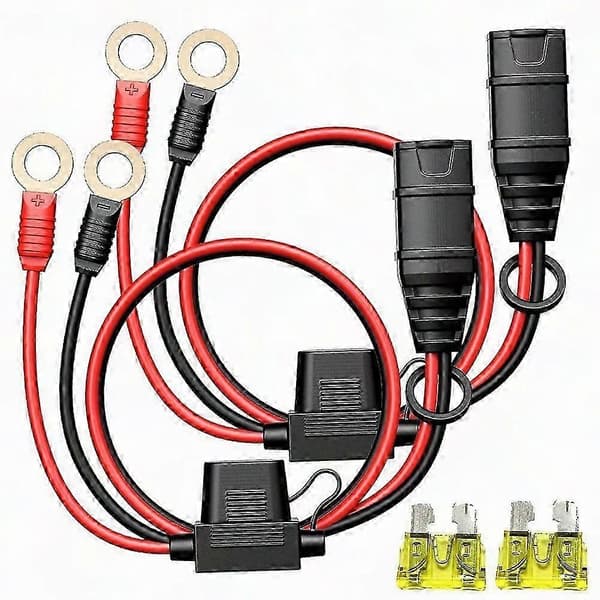 2-pack GC002 X-Connect för NOCO batteriladdartillbehör, M6 XL ringkabelsko, smarta batterier underhållsladdningskabel Black red