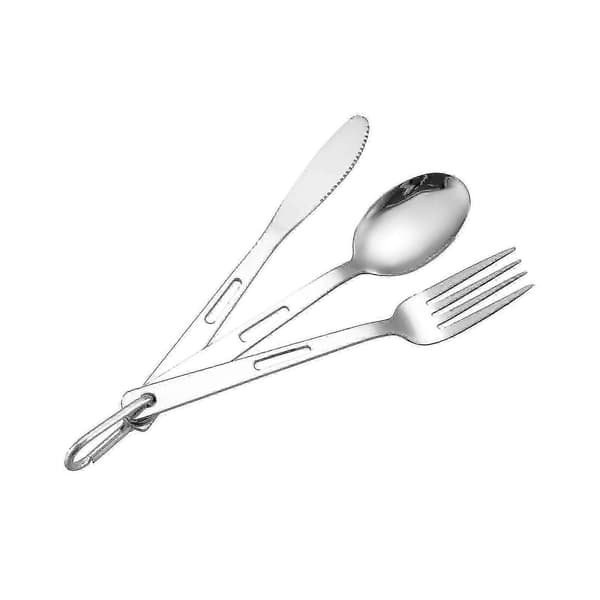 [RM]SHYV-Camping Bestickset Middagsbestick Metall Bestick för Vandring Backpacking Kök Silver