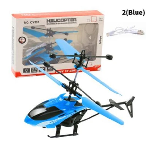 Mini Fjärrkontroll RC Helikoptrar Drönarleksaker Induktionssvävande Säker Falltålig blue