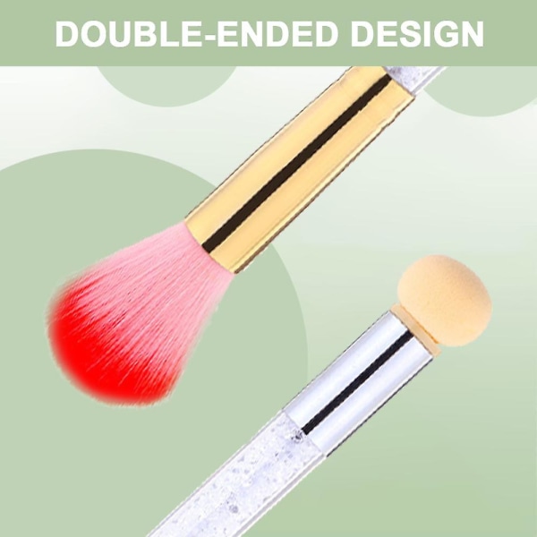 Dual Head Nail Art Brush Nail Sponge Pen, blixt Dust Cleaning Pen Borste, nail art Tool Transparent