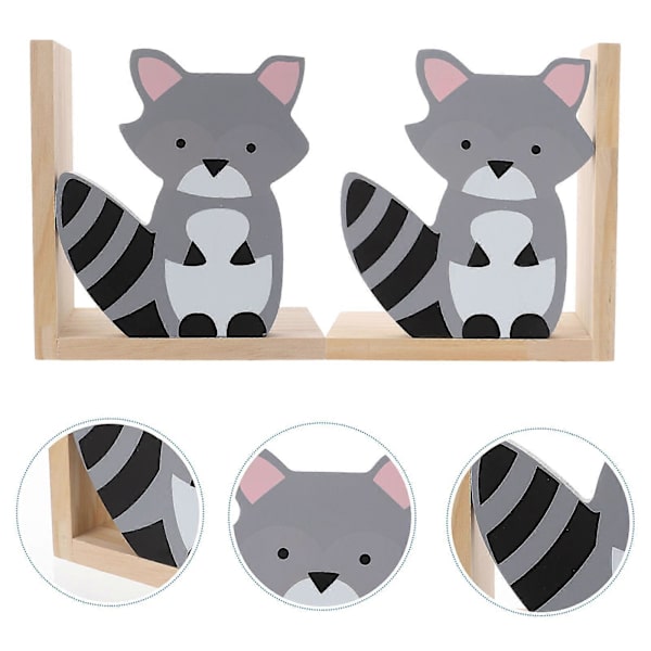 [RM][RM]Wooden Bookends, Creative Raccoon Shape Bookends 1 Pair