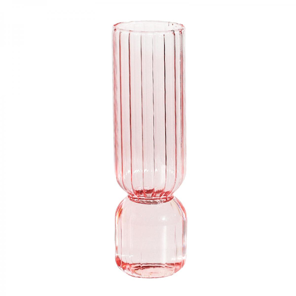 Modern Glasblomma Vas Hydroponisk Bordsdekoration Terrarium Växthållare Behållare Cylinder Rosa