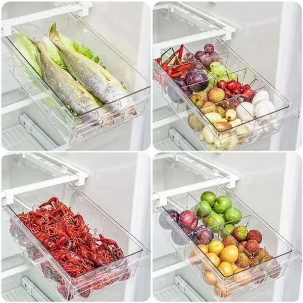 [RM]Refrigerator Storage Box, Pull-Out Refrigerator Drawer, 1 Compartment Refrigerator Divider Clear Storage Box
