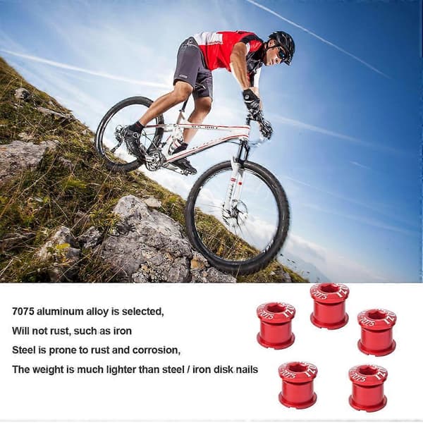 [RM]5 delar cykelbultar slitstarka mountainbikes sportutrustning för vevparti Double plate red