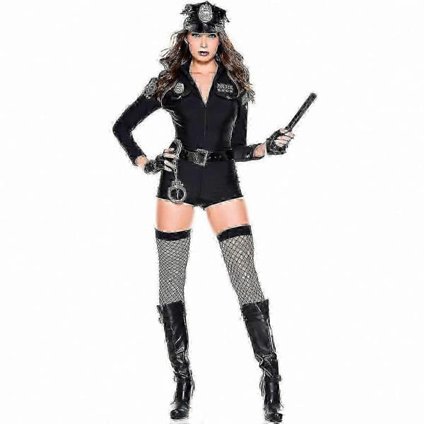 Halloweenkostym för kvinnliga poliser - Vuxenpolisuniform för Cosplay L