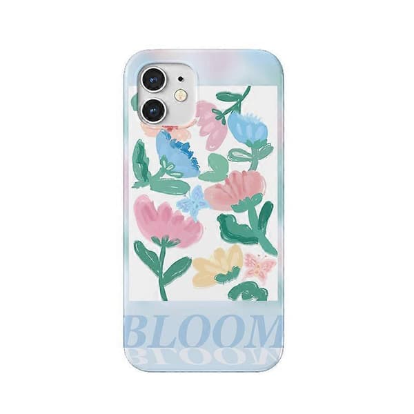 Beskyttelsesdeksel til iPhone 13 med søtt blomstermønster for jenter og kvinner, blomstret solid hard bakside med støtfangerdeksel