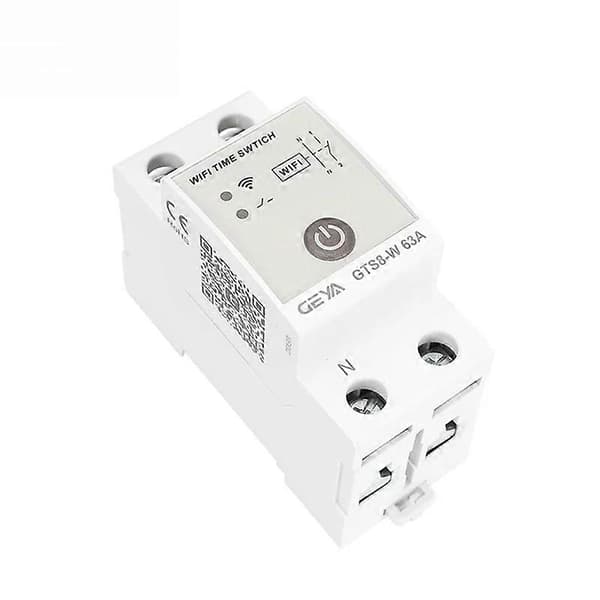 GTS8-W 2P Smart Wifi Timer Switch DIN Rail Smart Home Wireless Remote Control Switch Via Tuya APP AC2 White White GTS8-W 2P