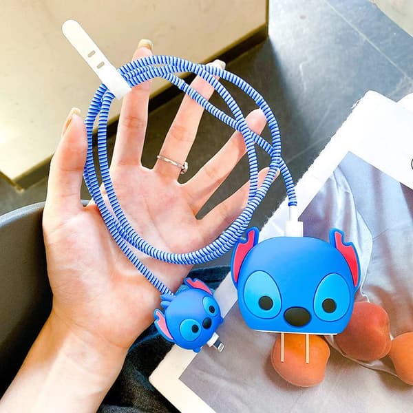 Disney Stitch Oplader Kabelbeskytter Etui Kabelopruller Anime Mickey Datakabel USB Cover IPhone 18 20W Gaver