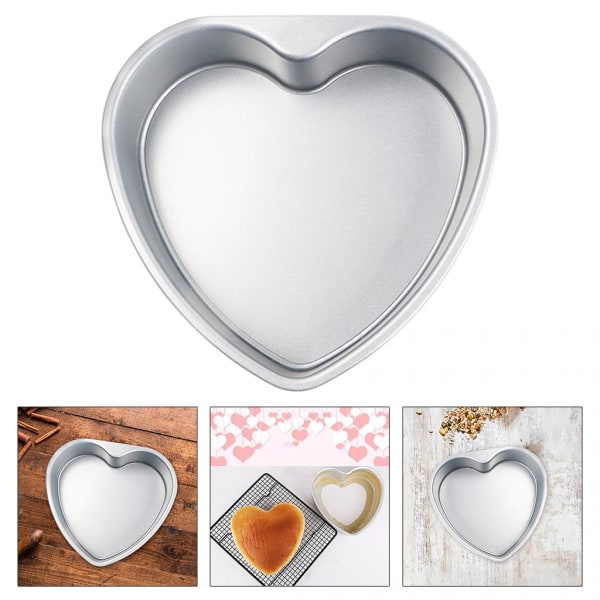 Hjärtformad Förtjockad Chokladkaksform i Aluminiumlegering DIY Bakform Verktyg 7 Tum