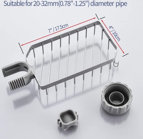 [RM]1 stk. - sæbeskål til bruser i rustfrit stål - sæbeskål til bruser - sæbeskål til bruser, uden boring, til stænger på 20-32 mm