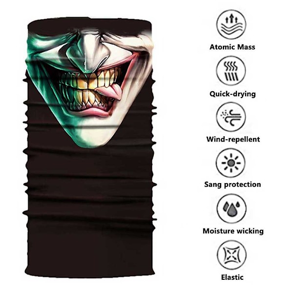Halvmask för damm, vind och solskydd, sömlös 3D tubformad bandana