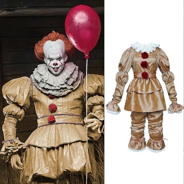 [RM] Halloween Klovnekostume Makeup Cosplay It Filmen Pennywise Deluxe Kostumer til voksne S