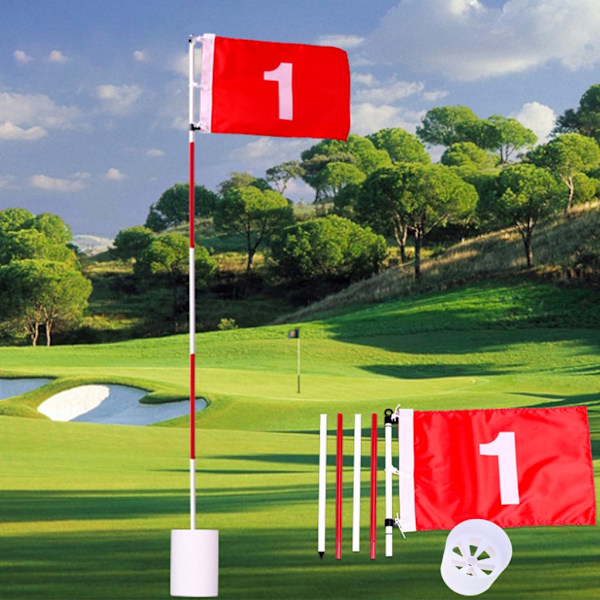 [RM]Golf Pin Flags Hole Cup Set Golf Practice Putting Green Flags and Hole Cup