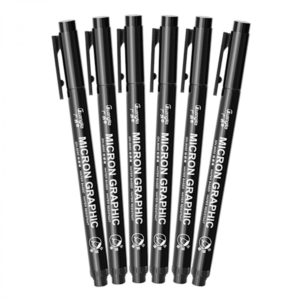 Uni Pin Fineliner Penna Ritning Pigment Markör Vattentät Skiss 6st