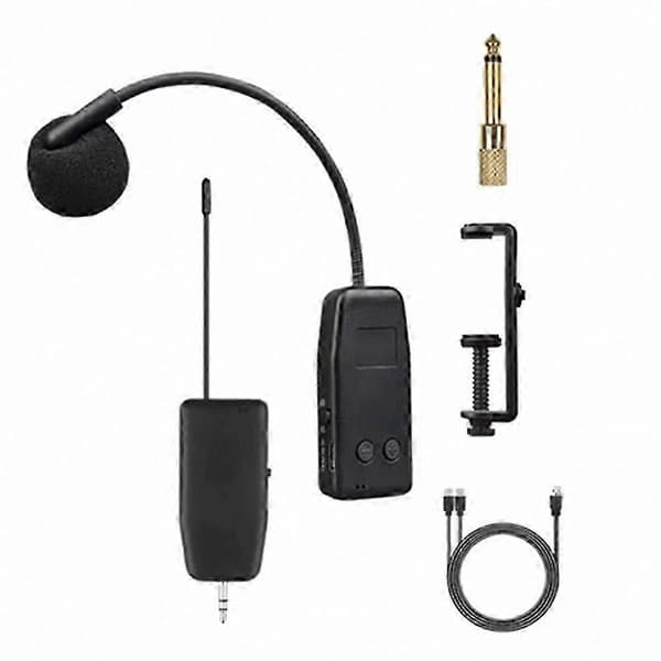 2.4GHz trådløs clip-on mikrofon til violin, cello, guitar, 50m rækkevidde sender og modtager Black