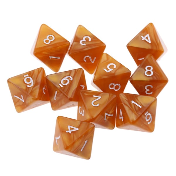 10 st 8-sidiga tärningar D8 Polyhedral Tärningar För Festspel Ljus Kaffe