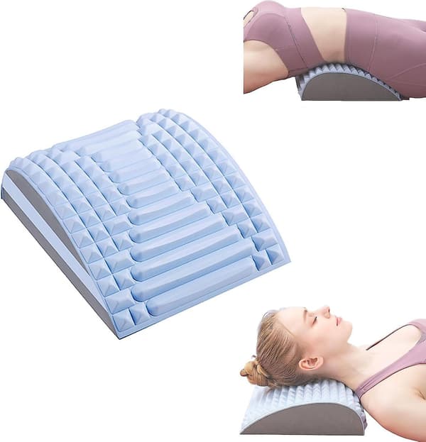 [RM]Lower Back Massager Pain Relief Treatment Stretcher Back Stretcher Pillow Chronic Lumbar Support Prolapse Posture Corrector Pillow blue